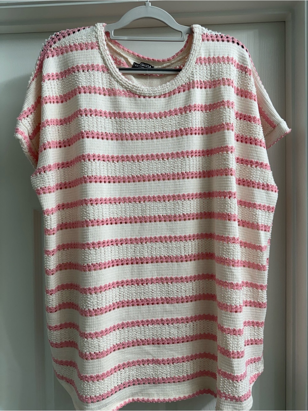 Hemish ivory pink soft knit relaxed s/s top size 2X BRAND NEW!!